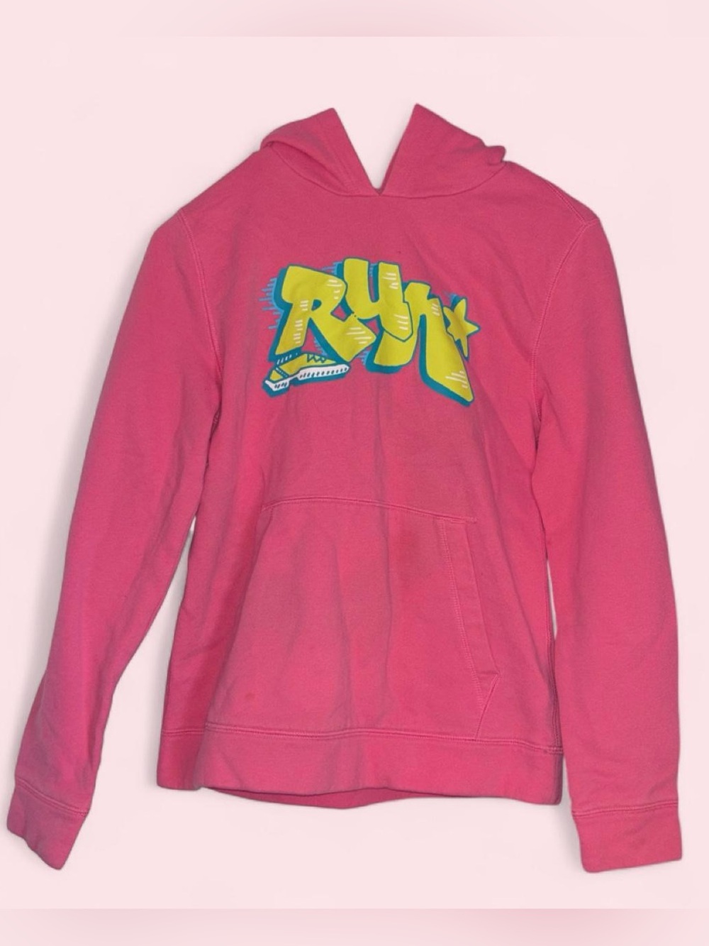 tek gear Pink Hoodie with Yellow Graphic